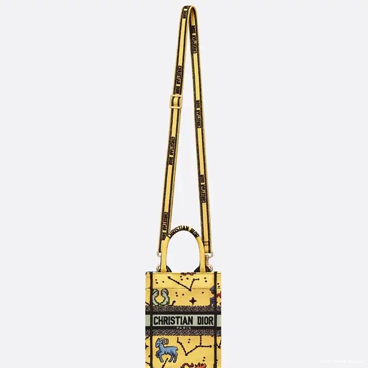 Cheap Yellow Book Dior Tote Miniature Canvas Pixel Zodiac Motif 0405 Hot Sale